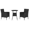 Image de vidaXL Ensemble de bistro de jardin 3 pcs coussins noir poly rotin