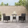 Image de vidaXL Ensemble de bistro de jardin 3 pcs coussins noir poly rotin