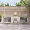 Image de vidaXL Ensemble de bistro de jardin 3 pcs coussins gris poly rotin