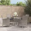 Image de vidaXL Ensemble de bistro de jardin 5 pcs coussins gris poly rotin