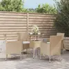 Image de vidaXL Ensemble de bistro de jardin 5 pcs coussins beige poly rotin