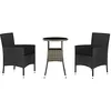 Image de vidaXL Ensemble de bistro de jardin 3 pcs coussins noir poly rotin