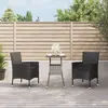 Image de vidaXL Ensemble de bistro de jardin 3 pcs coussins noir poly rotin