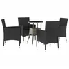 Image de vidaXL Ensemble de bistro de jardin 5 pcs coussins noir poly rotin
