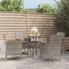Image de vidaXL Ensemble de bistro de jardin 5 pcs coussins gris poly rotin