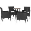 Image de vidaXL Ensemble de bistro de jardin 5 pcs coussins noir poly rotin