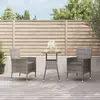 Image de vidaXL Ensemble de bistro de jardin 3 pcs coussins gris poly rotin