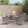 Image de vidaXL Ensemble de bistro de jardin 5 pcs coussins gris poly rotin
