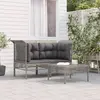 Image de vidaXL Salon de jardin 3 pcs avec coussins Gris Résine tressée