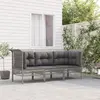 Image de vidaXL Salon de jardin 3 pcs avec coussins Gris Résine tressée
