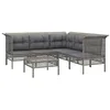 Image de vidaXL Salon de jardin 6 pcs avec coussins Gris Résine tressée