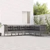 Image de vidaXL Salon de jardin 6 pcs avec coussins Gris Résine tressée
