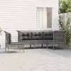 Image de vidaXL Salon de jardin 5 pcs avec coussins Gris Résine tressée