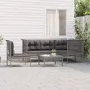 Image de vidaXL Salon de jardin 6 pcs avec coussins Gris Résine tressée