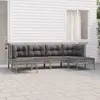 Image de vidaXL Salon de jardin 6 pcs avec coussins Gris Résine tressée