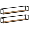 Image de vidaXL Étagères murales 2 pcs 110x17x17 cm bois massif manguier et fer