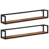 Image de vidaXL Étagères murales 2 pcs 110x17x17 cm bois massif d'acacia et fer