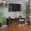 Image de vidaXL Meuble TV chêne fumé 100x34,5x44,5 cm bois d'ingénierie