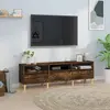 Image de vidaXL Meuble TV chêne fumé 150x30x44,5 cm bois d'ingénierie