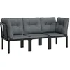 Image de vidaXL Salon de jardin 3 pcs noir et gris résine tressée