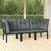 Image de vidaXL Salon de jardin 3 pcs noir et gris résine tressée