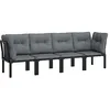 Image de vidaXL Salon de jardin 4 pcs noir et gris résine tressée