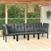 Image de vidaXL Salon de jardin 4 pcs noir et gris résine tressée