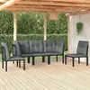 Image de vidaXL Salon de jardin 5 pcs noir et gris résine tressée