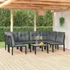 Image de vidaXL Salon de jardin 7 pcs noir et gris résine tressée