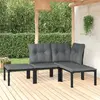 Image de vidaXL Salon de jardin 4 pcs noir et gris résine tressée