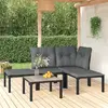 Image de vidaXL Salon de jardin 5 pcs noir et gris résine tressée