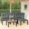 Image de vidaXL Salon de jardin 5 pcs noir et gris résine tressée