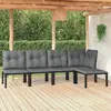 Image de vidaXL Salon de jardin 5 pcs noir et gris résine tressée