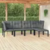 Image de vidaXL Salon de jardin 5 pcs noir et gris résine tressée