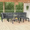 Image de vidaXL Salon de jardin 6 pcs noir et gris résine tressée