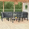Image de vidaXL Salon de jardin 6 pcs noir et gris résine tressée