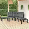 Image de vidaXL Salon de jardin 5 pcs noir et gris résine tressée