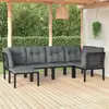 Image de vidaXL Salon de jardin 6 pcs noir et gris résine tressée