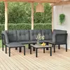 Image de vidaXL Salon de jardin 7 pcs noir et gris résine tressée
