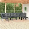Image de vidaXL Salon de jardin 7 pcs noir et gris résine tressée
