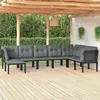 Image de vidaXL Salon de jardin 8 pcs noir et gris résine tressée
