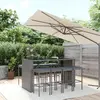 Image de vidaXL Ensemble de bar de jardin 9 pcs avec coussins gris poly rotin