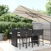 Image de vidaXL Ensemble de bar de jardin 9 pcs avec coussins noir poly rotin