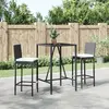 Image de vidaXL Ensemble de bar de jardin 3 pcs avec coussins noir poly rotin