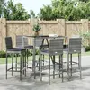 Image de vidaXL Ensemble de bar de jardin 7 pcs avec coussins gris poly rotin