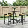 Image de vidaXL Ensemble de bar jardin 5 pcs noir poly rotin/bois massif acacia