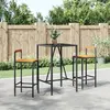 Image de vidaXL Ensemble de bar jardin 3 pcs noir poly rotin/bois massif acacia