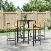 Image de vidaXL Ensemble de bar jardin 5 pcs noir poly rotin/bois massif acacia
