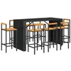 Image de vidaXL Ensemble de bar jardin 9 pcs noir poly rotin/bois massif acacia