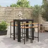 Image de vidaXL Ensemble de bar jardin 5 pcs noir poly rotin/bois massif acacia